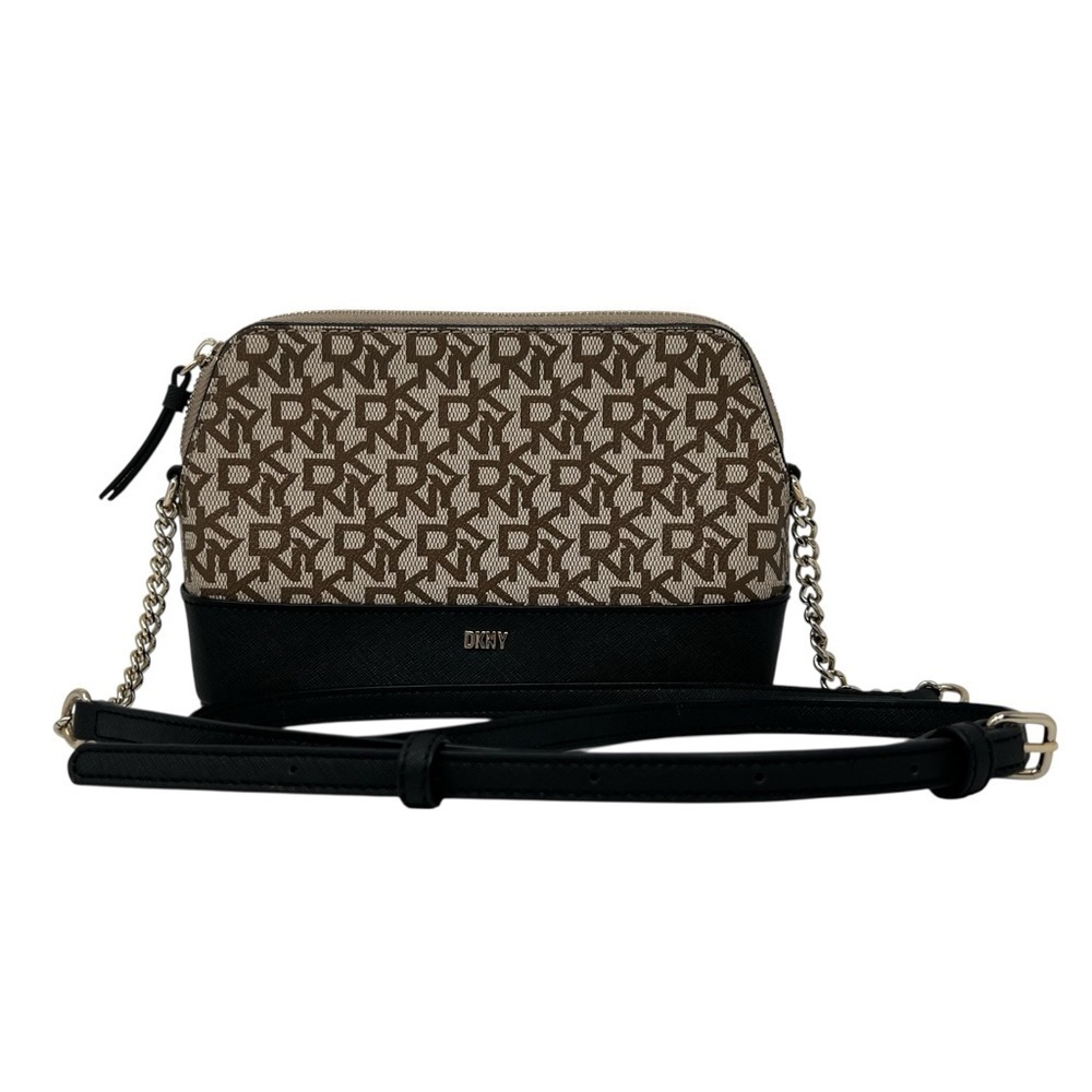 DKNY BROWN SMALL  CROSSBODY PURSE BRYANT DOME GOLD CHAIN